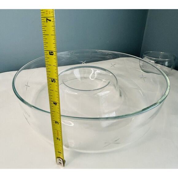 Princess House Crystal Chip & Dip Bowl Heritage Collection #401 Etched X Pattern - Picture 2 of 11